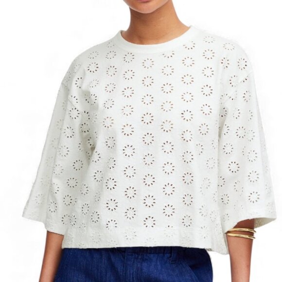 Madewell Embroidered Wide-Sleeve Boxy Tee Size Small - Picture 1 of 10